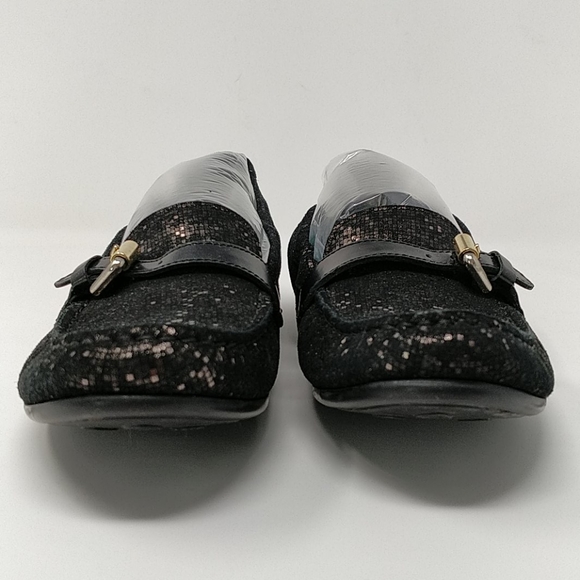 AGL Black Metallic Suede Slip-On Loafer Flats Sz 8 - Picture 4 of 8